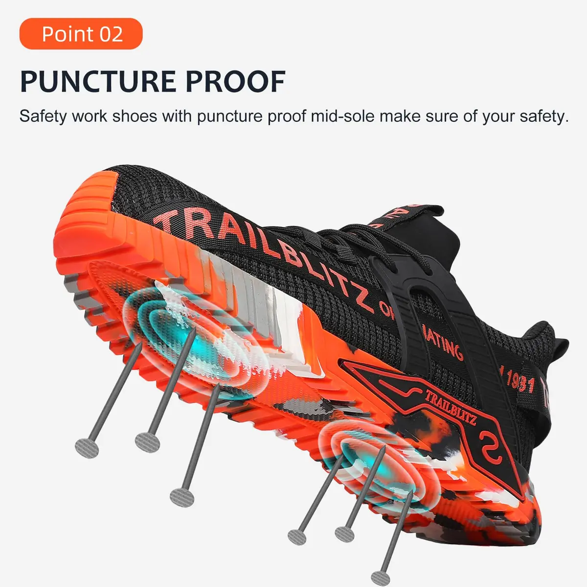 TRAILBLITZ Composite Steel Toe Shoes for Men, US Men's 11 (11 M US) | ASTM F2413-18 Certified Safety Sneakers - view 3