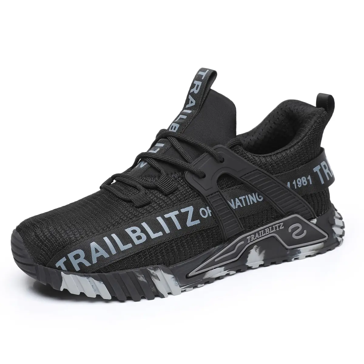 TRAILBLITZ Composite Steel Toe Shoes for Men Work Safety Sneakers 9 Black | Lightweight Breathable Industrial Footwear - main product image