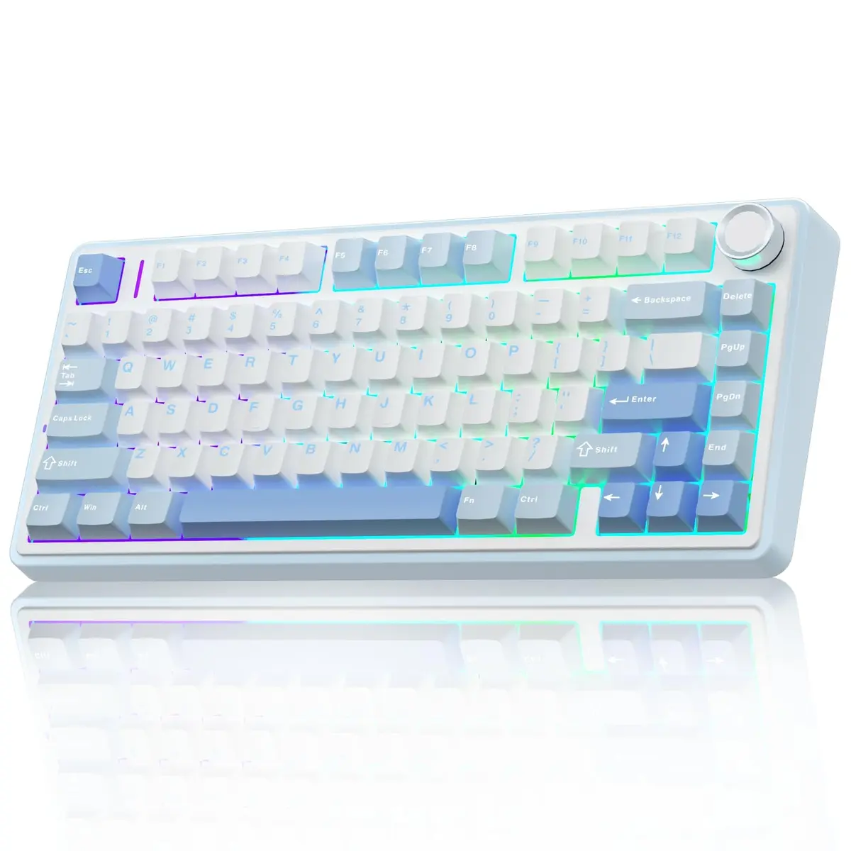AULA F75 Wireless Mechanical Keyboard 75% RGB Backlit, Hot Swappable, Type-C & Bluetooth, Salt White Blue | Gaming & Office - main product image
