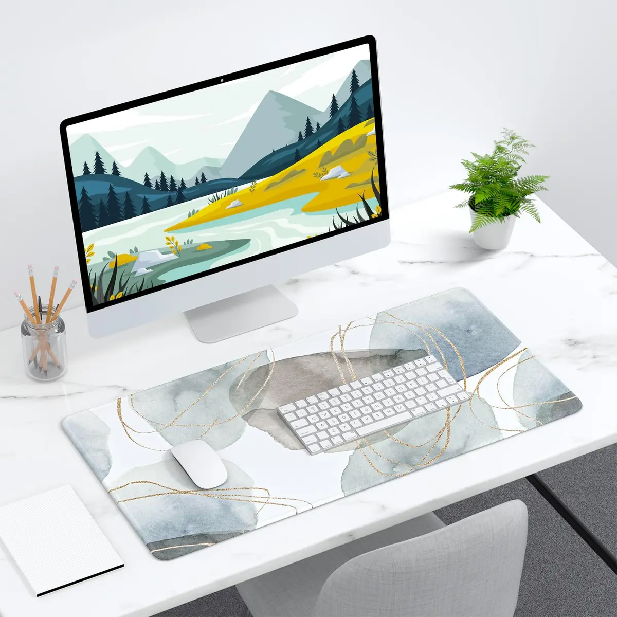 Niniubye Desk Mat 32" x 16" XXL Large Gaming Mouse Pad | Minimalism Abstract Art Desk Decor - view 7