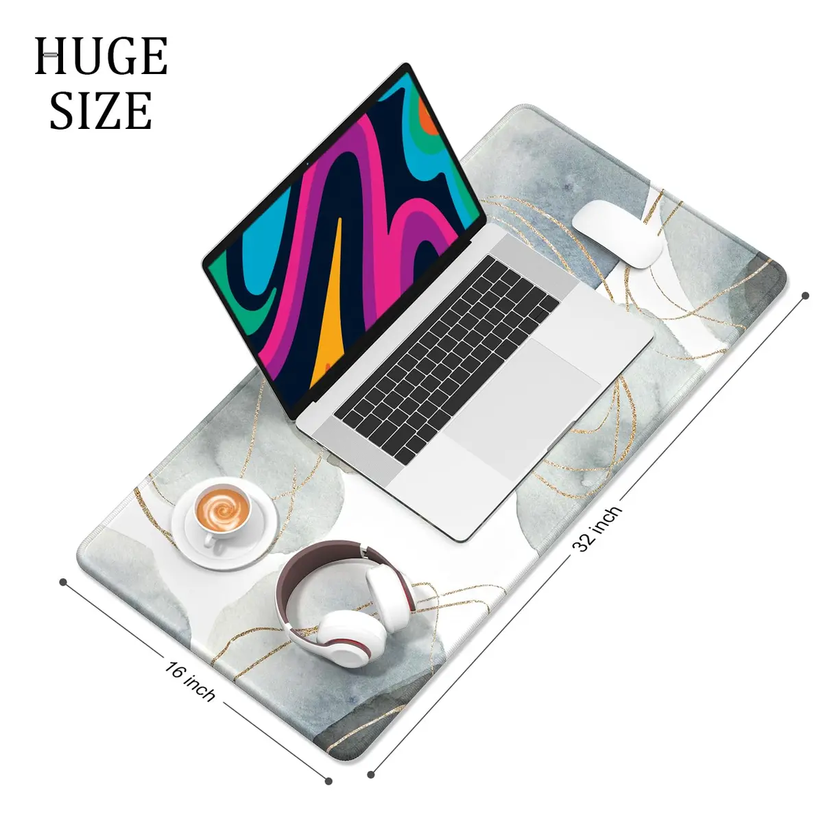 Niniubye Desk Mat 32" x 16" XXL Large Gaming Mouse Pad | Minimalism Abstract Art Desk Decor - view 3