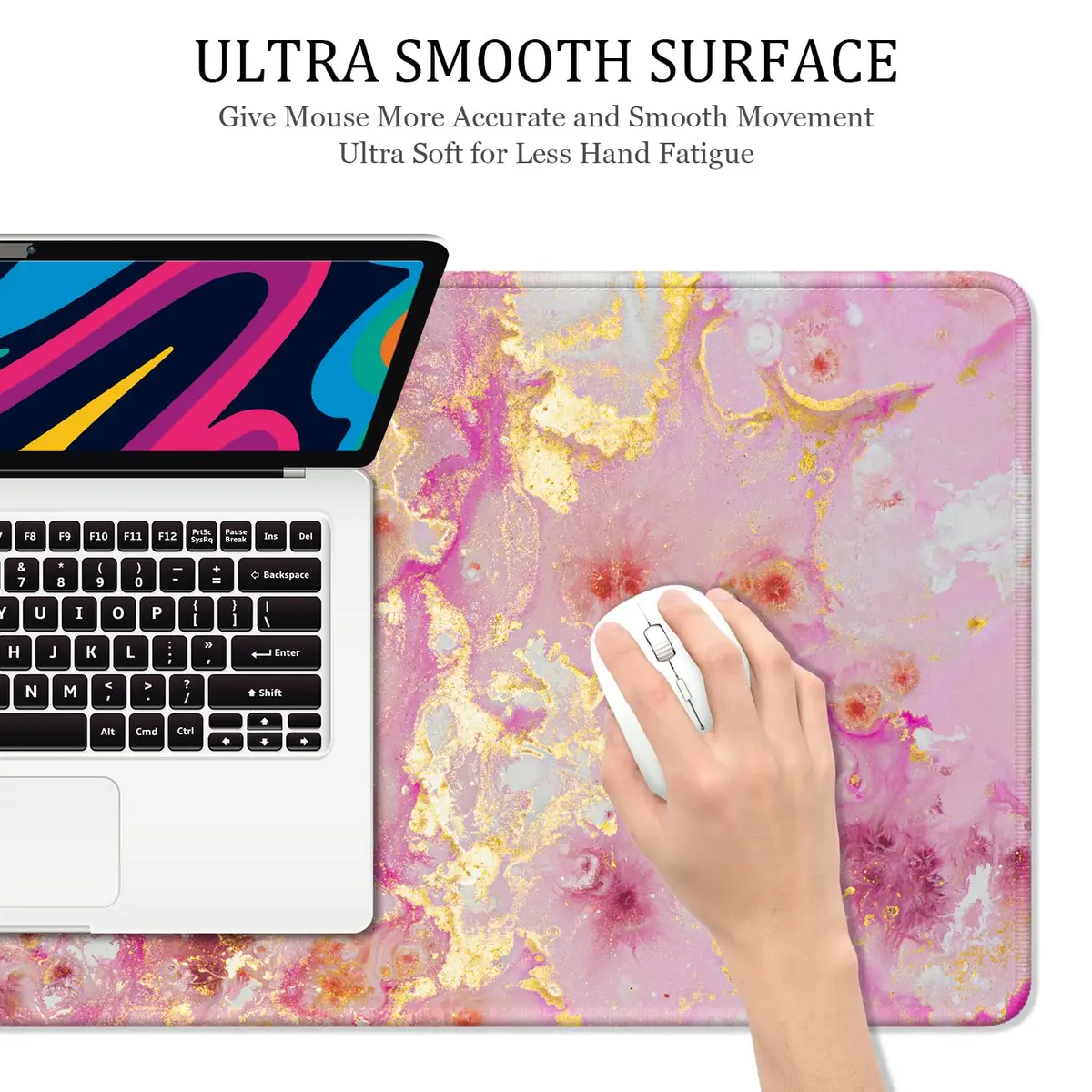 Niniubye Desk Mat 32" x 16" Pink Gold Marble | XXL Extended Large Gaming Mouse Pad for Desk, Office & Gaming - view 4