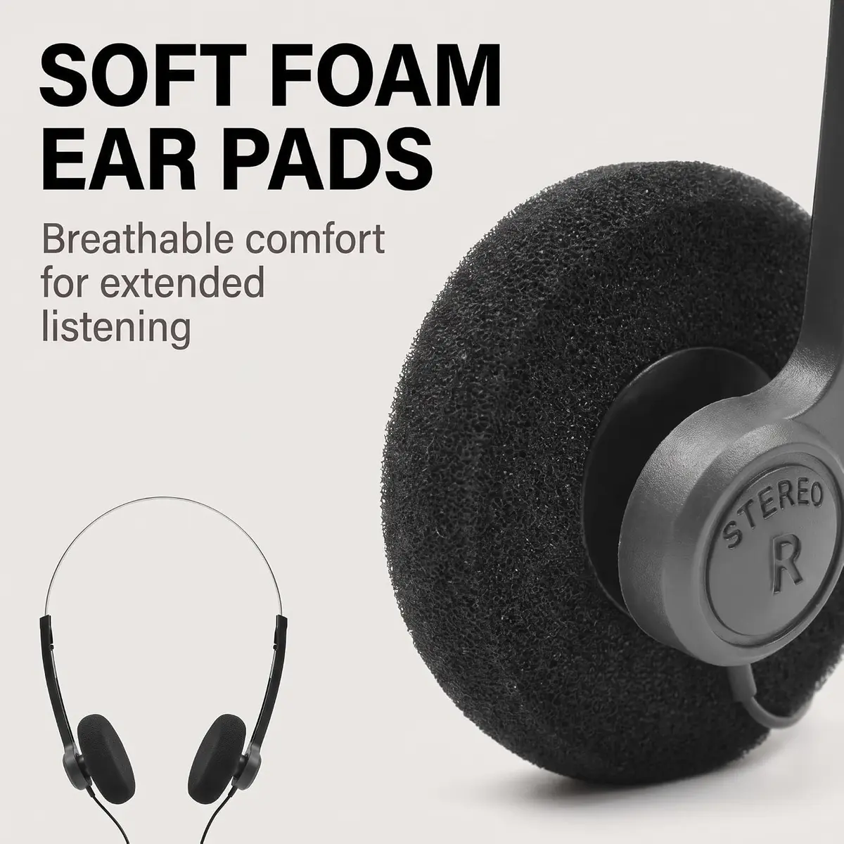 Galepromot Black Retro Over-Ear Headphones with Cord | Hi-Fi Stereo Sound - view 3
