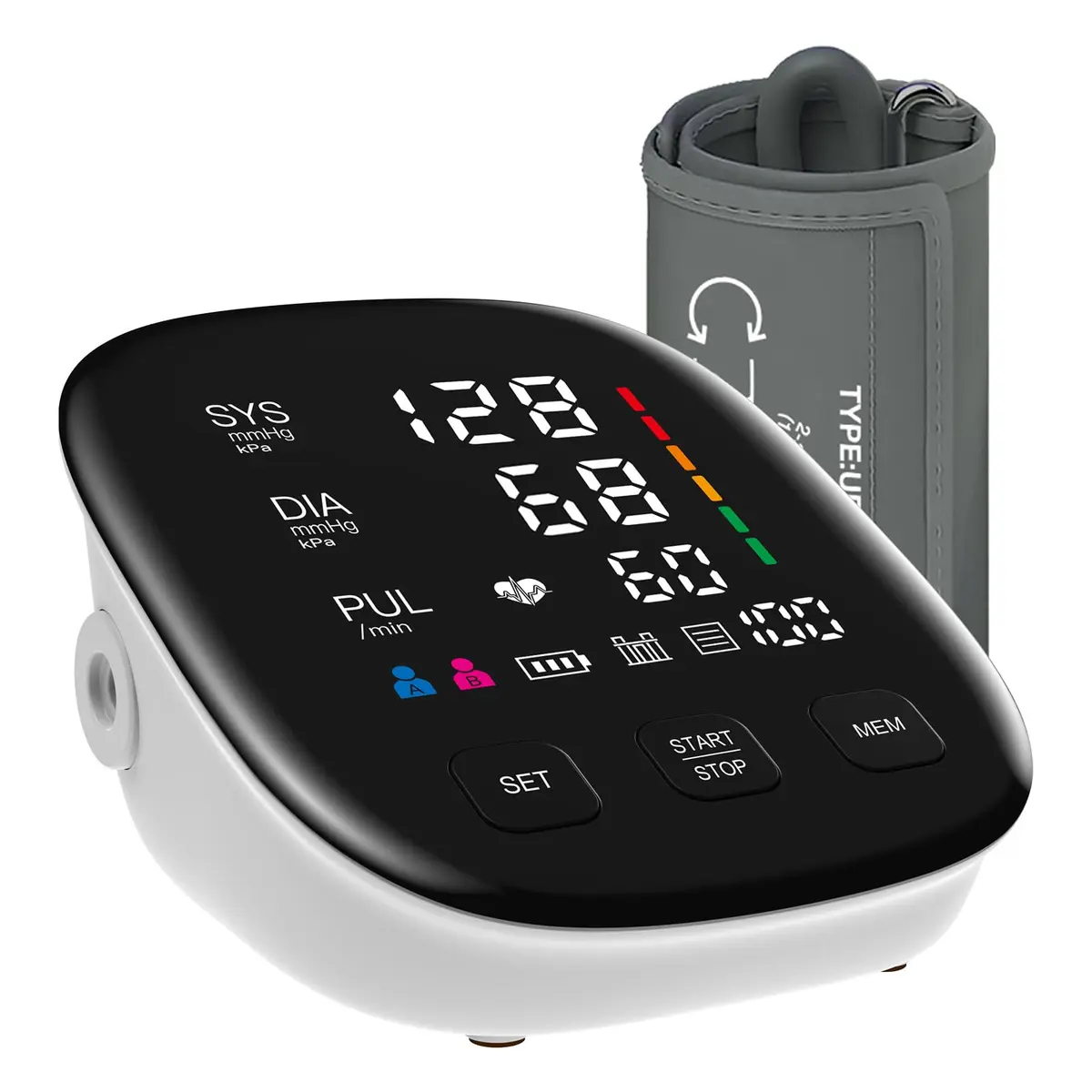 CRABCLAW Blood Pressure Monitor | Accurate Home Use Arm Monitor with 2×199 Memory, Adjustable Cuff 9-17" (White) - main product image