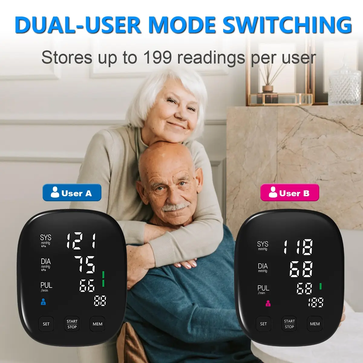 CRABCLAW Blood Pressure Monitor | Accurate Home Use Arm Monitor with 2×199 Memory, Adjustable Cuff 9-17" (White) - view 5
