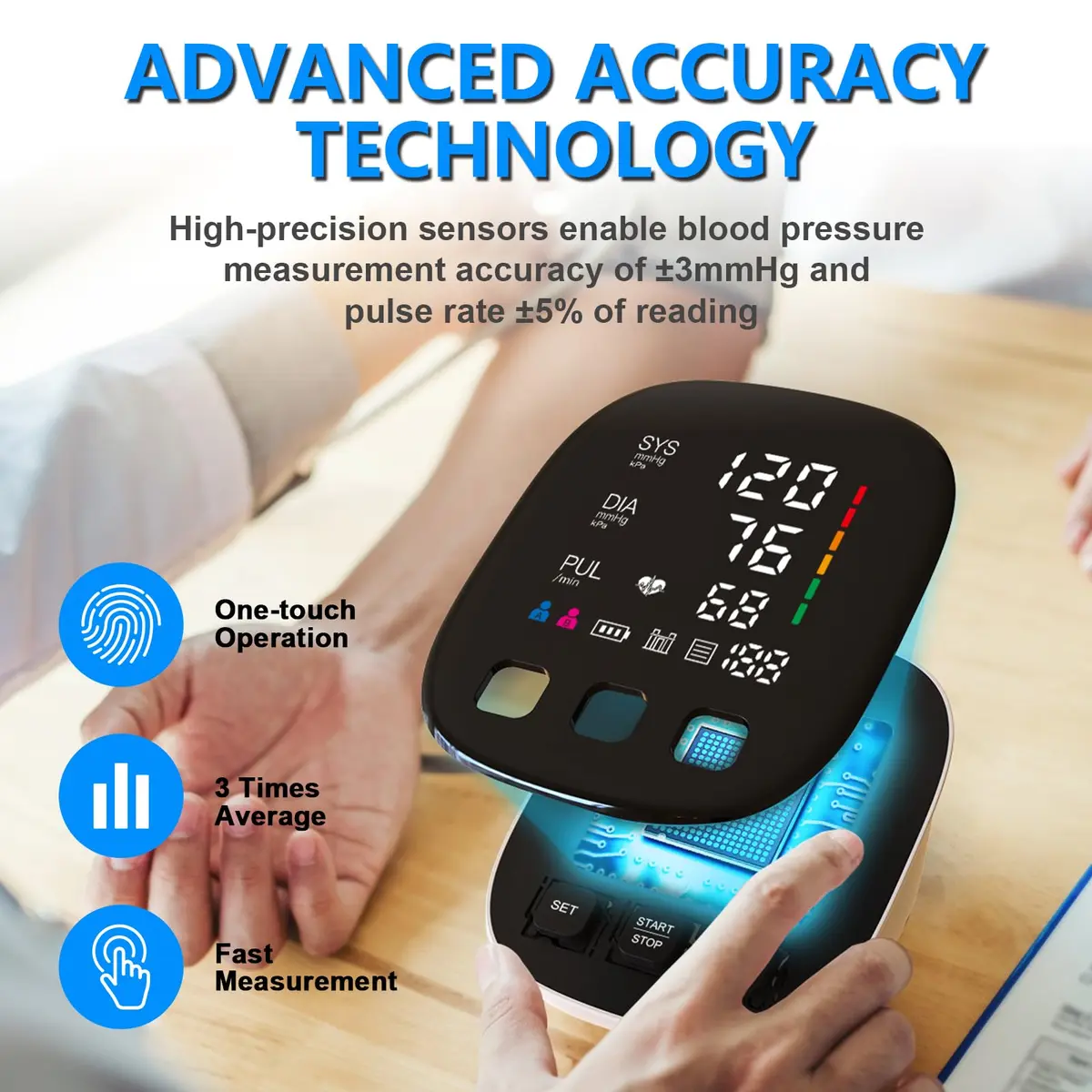 CRABCLAW Blood Pressure Monitor | Accurate Home Use Arm Monitor with 2×199 Memory, Adjustable Cuff 9-17" (White) - view 2
