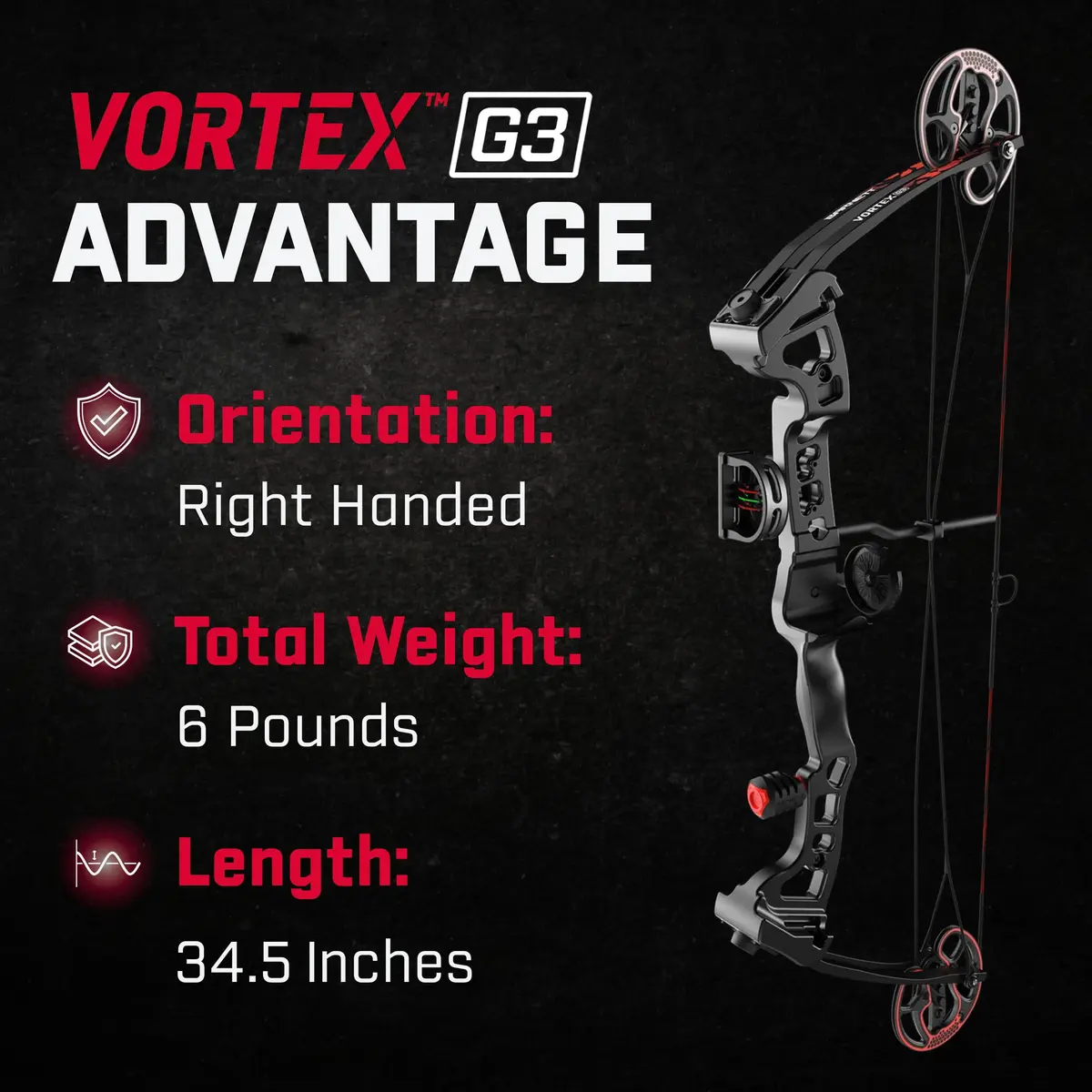Barnett Vortex Compound Bow 28-45lb | Adjustable 22-27in, 60-70% Let Off, for Teens - view 3