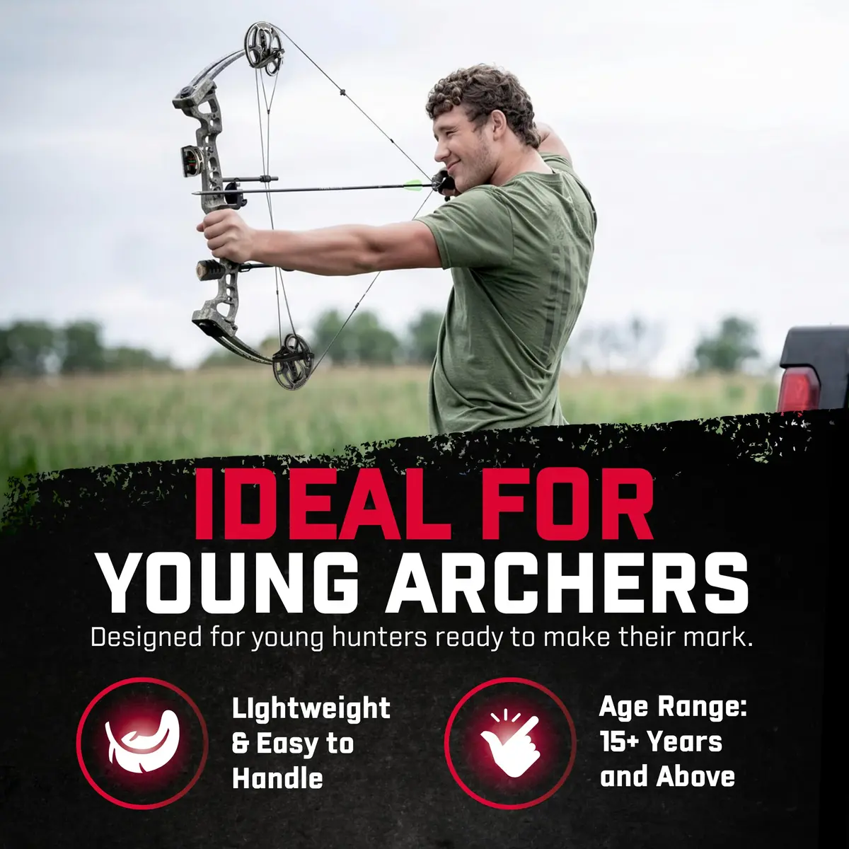 Barnett Vortex Hunter G3 Compound Bow 45-60lb | Adjustable 26-30in, Veil Camo, for Teens & Adults - view 5