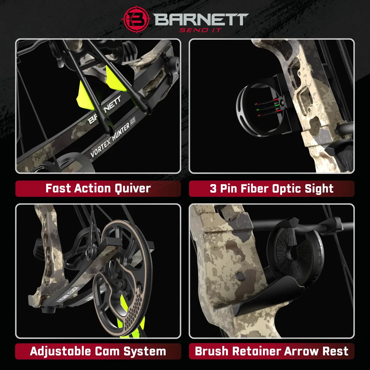 Barnett Vortex Hunter G3 Compound Bow 45-60lb | Adjustable 26-30in, Veil Camo, for Teens & Adults - view 4
