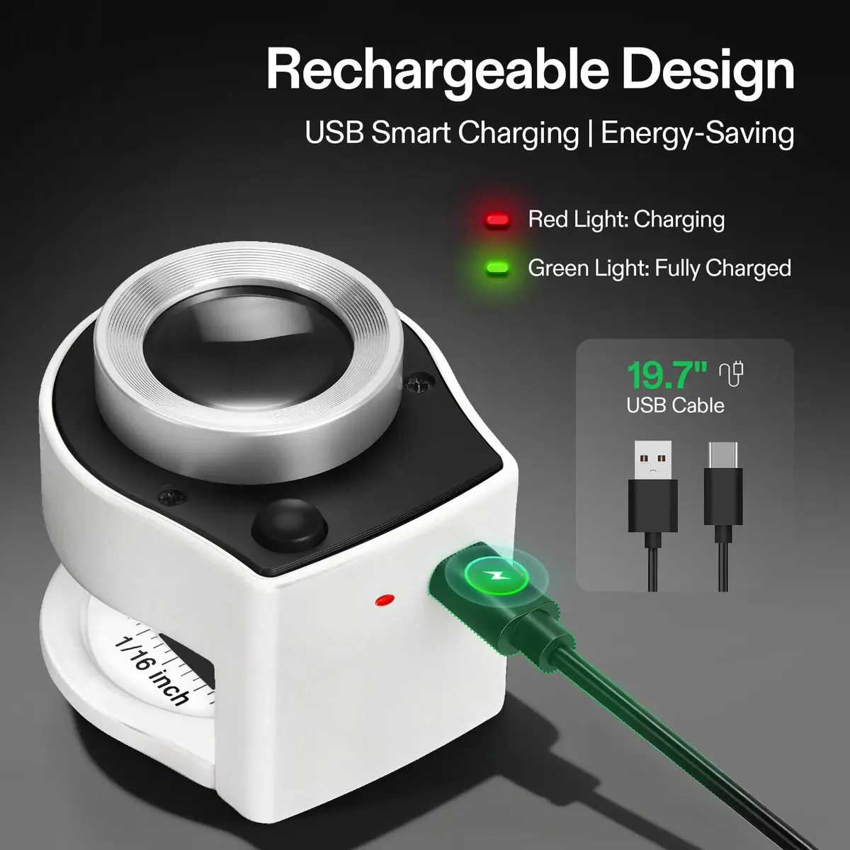 VIVOSUN 30X Rechargeable Magnifier with Dual LED & UV Light, White | Optical Glass Lens for Jewelry, Gems, Coins, Stamps, Rocks, Plants - view 5