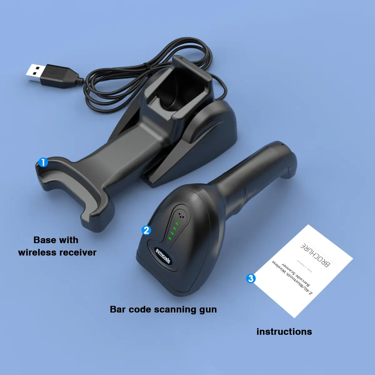 Symcode MJ-4590DA 2D Wireless Barcode Scanner with Charging Stand & Bluetooth | 10000 Codes Inventory, 40m Range - view 9