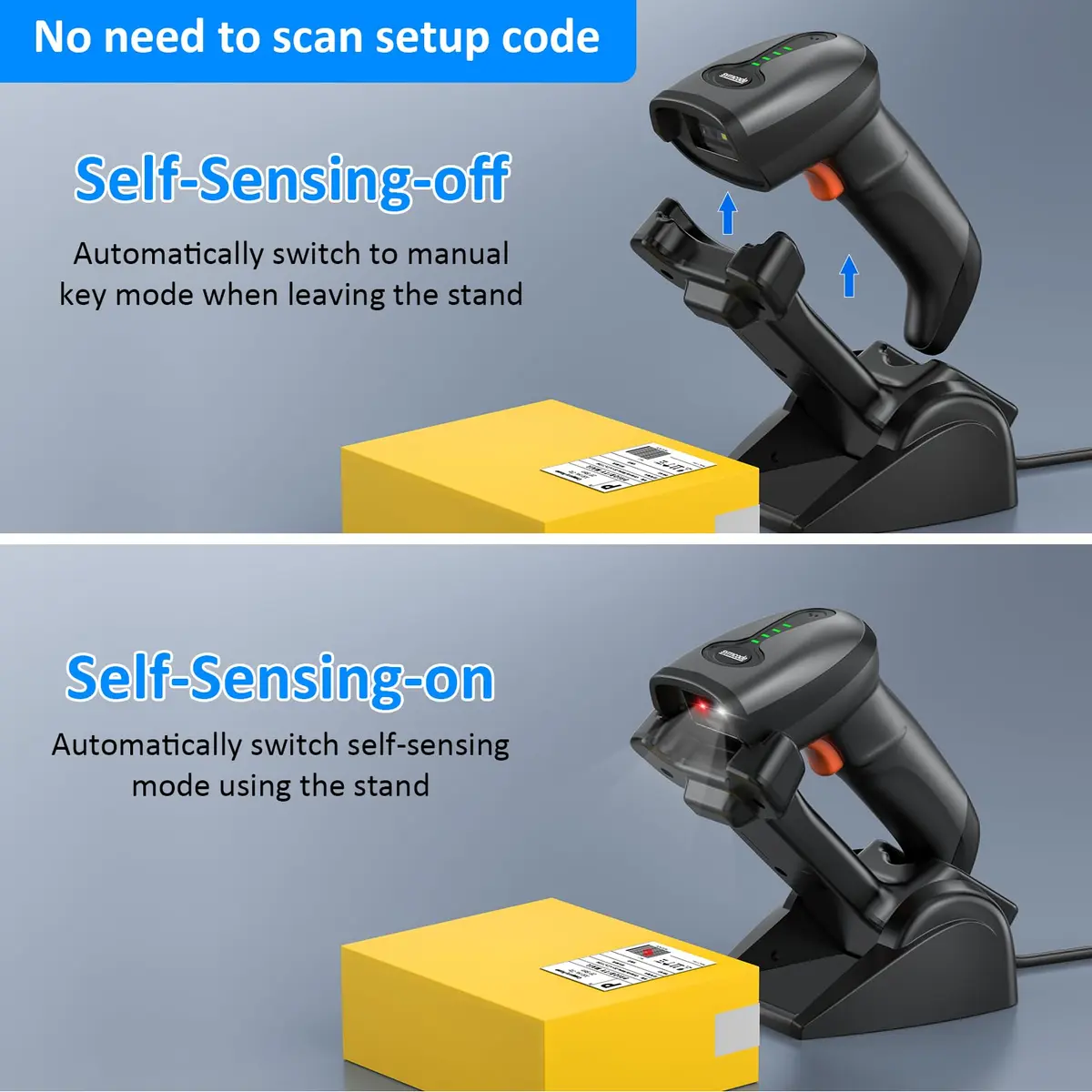 Symcode MJ-4590DA 2D Wireless Barcode Scanner with Charging Stand & Bluetooth | 10000 Codes Inventory, 40m Range - view 3