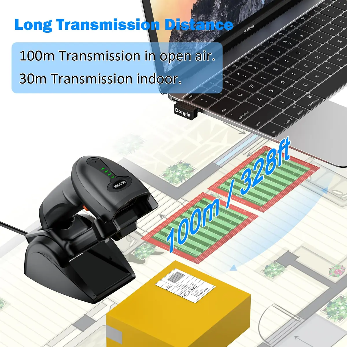Symcode MJ-4590DA 2D Wireless Barcode Scanner with Charging Stand & Bluetooth | 10000 Codes Inventory, 40m Range - view 4