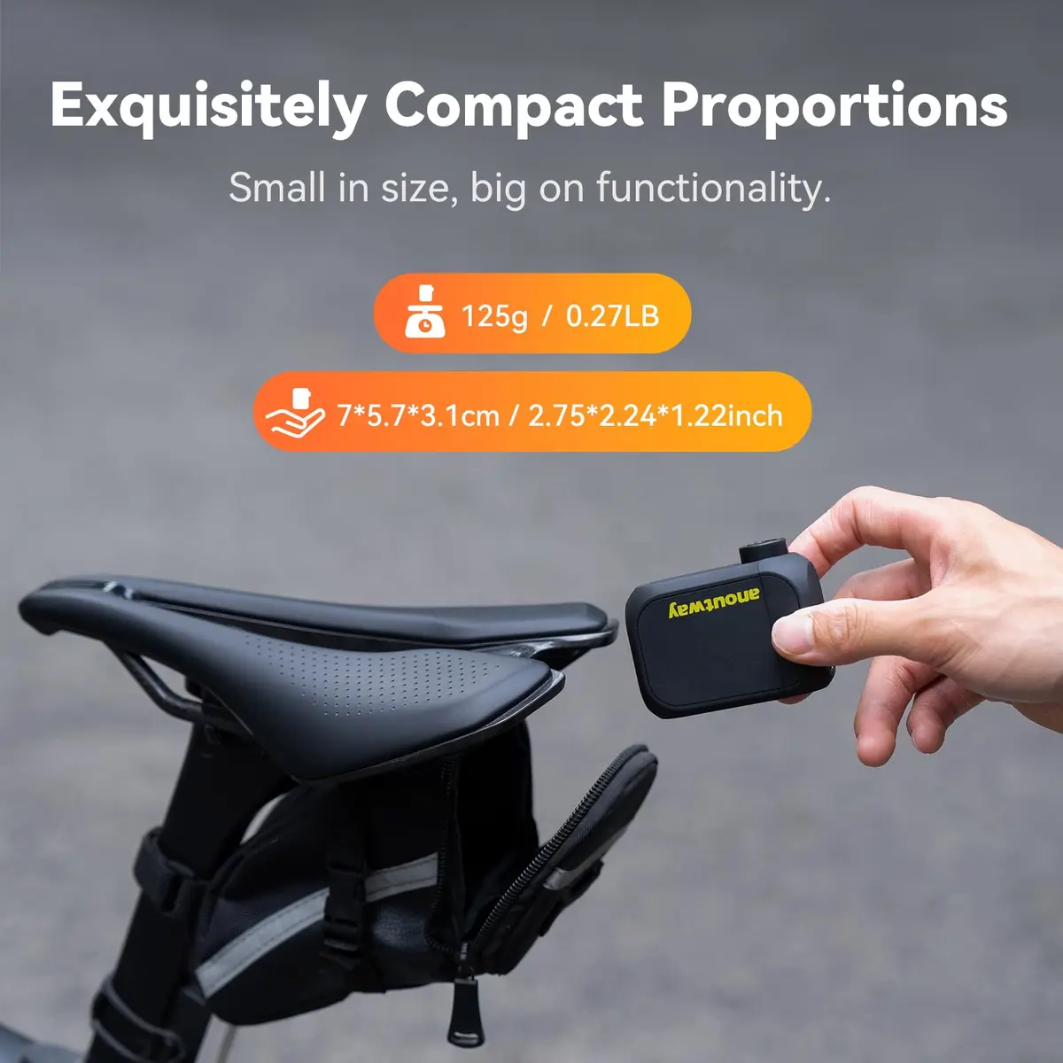 anoutway AT1 PRO Electric Bike Pump with Gauge 120PSI Portable | Real-Time Pressure Tracking - view 4