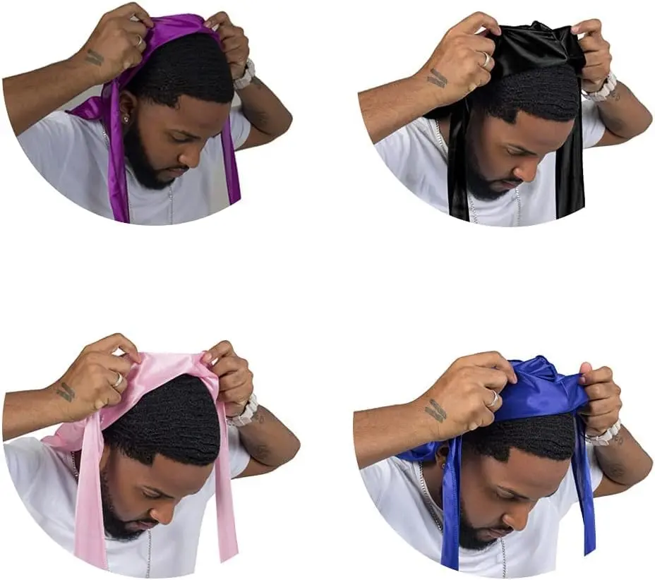 ForceWave Silky Durags and Wave Cap Set (5-Pack, Black Blue Pink Purple) | Moisture-Retaining Satin for 360 Waves - view 4