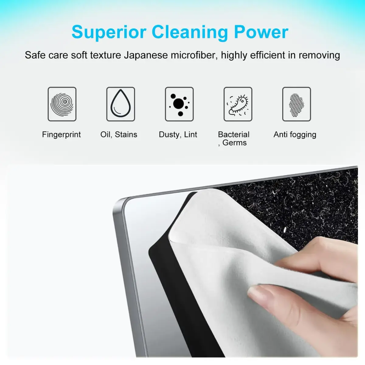 MUBUY-GOL Microfiber Liner Cleaning Cloth 3 Pack 290mm x 195mm | Cleans Screens & Laptops - view 3