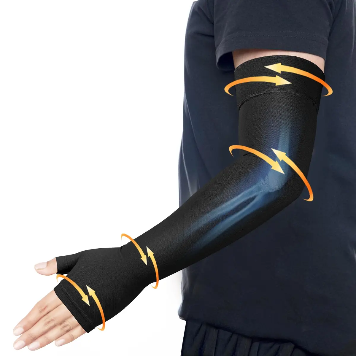 Hiball Lymphedema Medical Compression Arm Sleeve with Gauntlet 20-30 mmHg | Graduated Support for Post-Op & Chronic Conditions - main product image