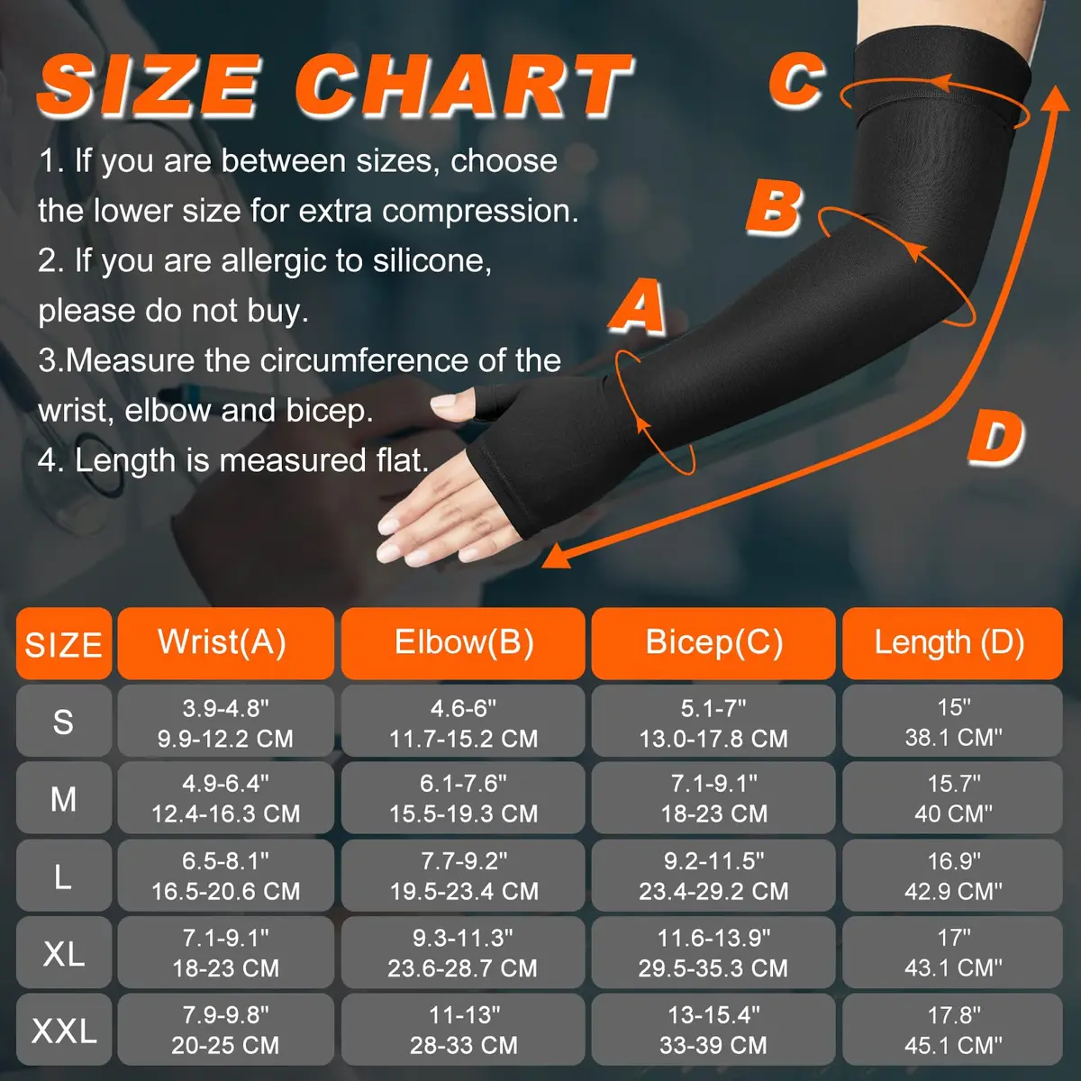 Hiball Lymphedema Medical Compression Arm Sleeve with Gauntlet 20-30 mmHg | Graduated Support for Post-Op & Chronic Conditions - view 2
