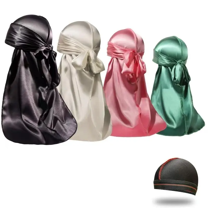 ForceWave Silky Durag and Wave Cap Set for Men & Women | 5-Piece Value Pack with 43" Long Tails - view 2