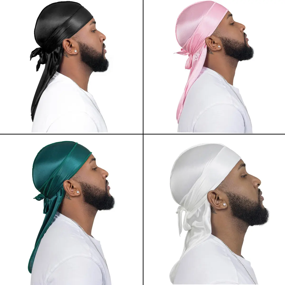 ForceWave Silky Durag and Wave Cap Set for Men & Women | 5-Piece Value Pack with 43" Long Tails - view 4