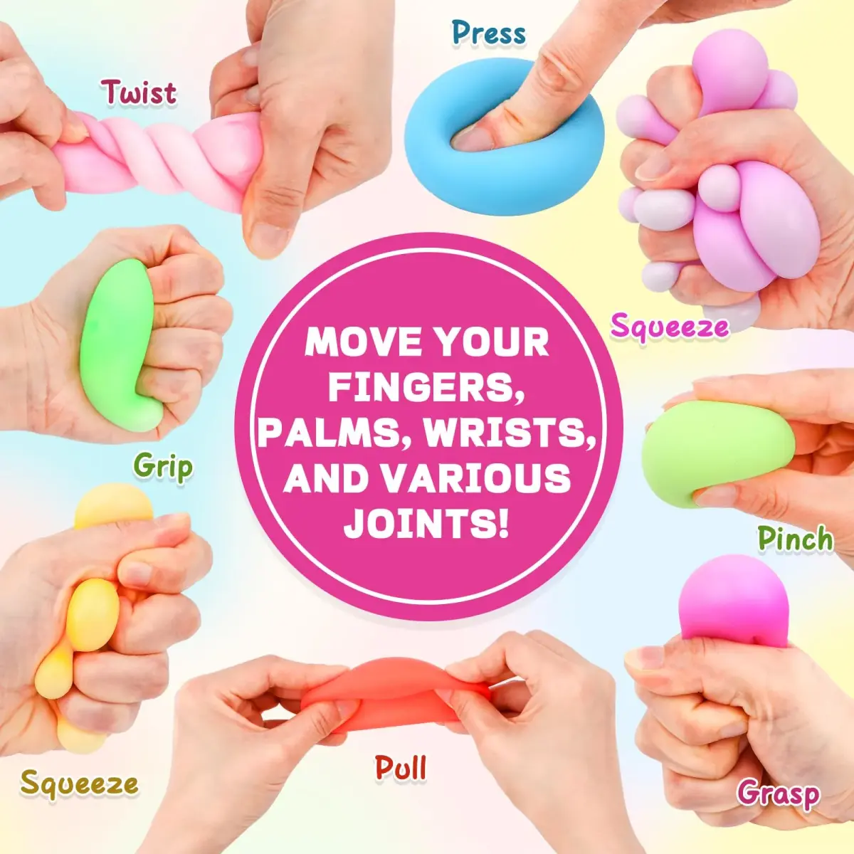 VISCOO 48 Pack Slow Rising Stress Balls 4.1 cm (1.6 Inches) | Non-Toxic TPR for Kids & Adults - view 3