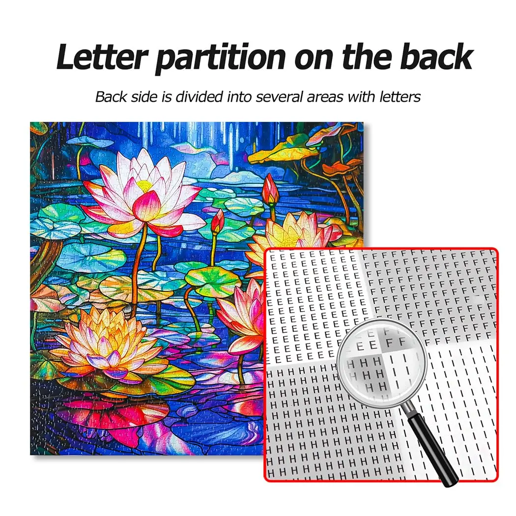 Bgraamiens Stained Glass Waterlily Jigsaw Puzzle 1000-Piece | Vibrant Floral Art for Adults - view 7
