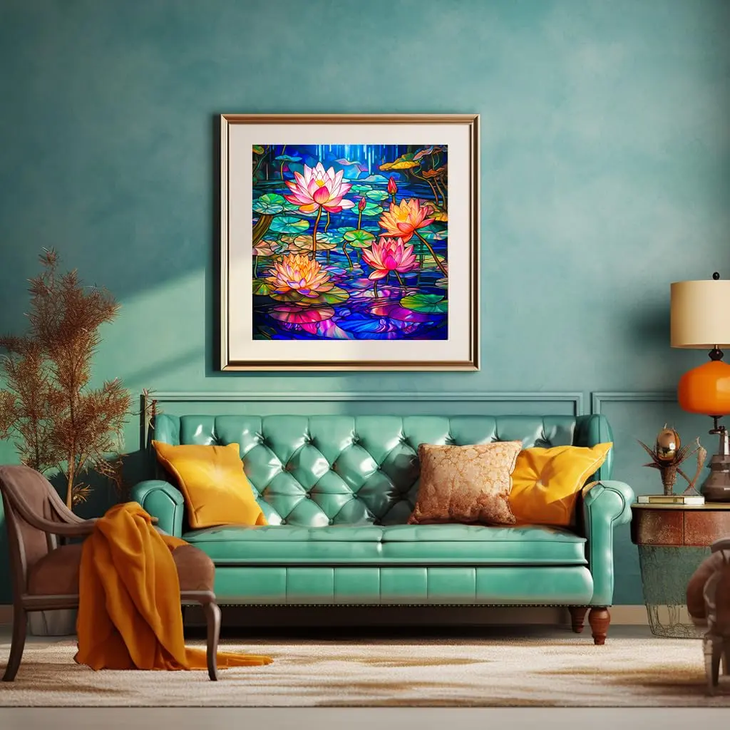 Bgraamiens Stained Glass Waterlily Jigsaw Puzzle 1000-Piece | Vibrant Floral Art for Adults - view 4