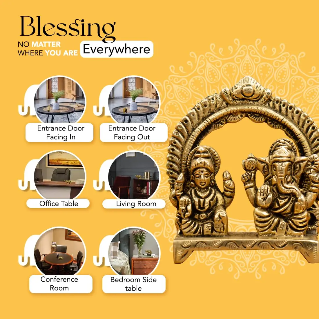 Ekhasa Brass Lakshmi Ganesha Murti 8cm | Diwali Puja & Home Decor | Pital Idol - view 4
