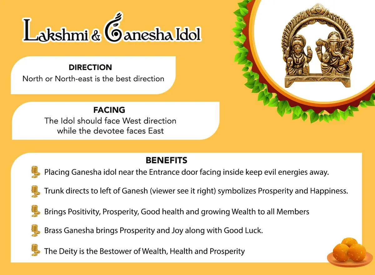 Ekhasa Brass Lakshmi Ganesha Murti 8cm | Diwali Puja & Home Decor | Pital Idol - view 5