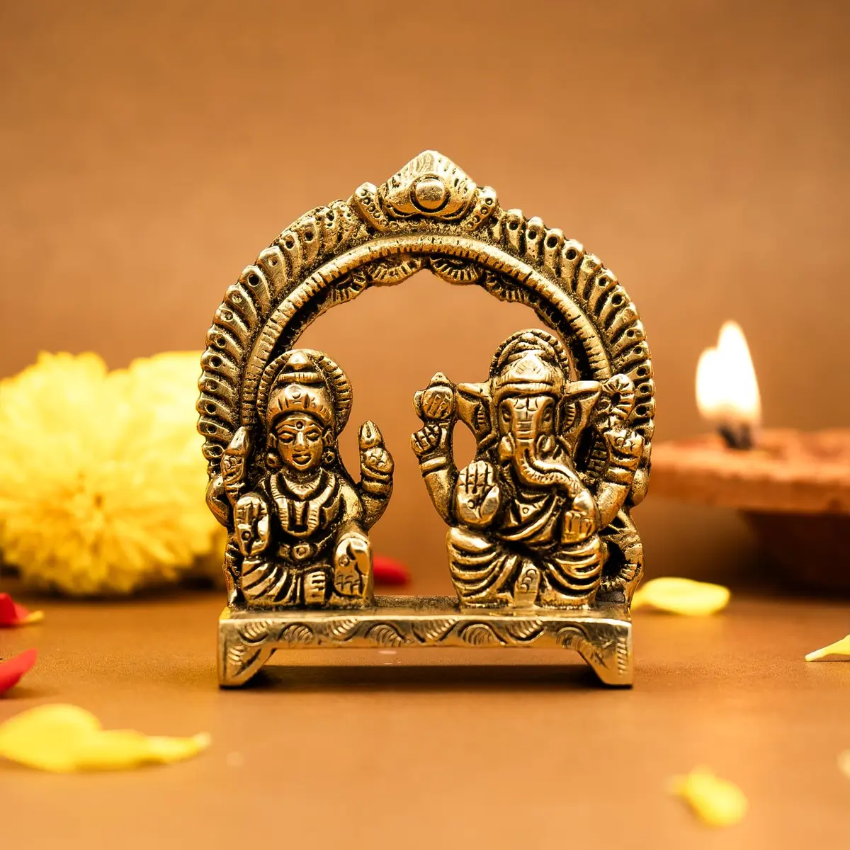 Ekhasa Brass Lakshmi Ganesha Murti 8cm | Diwali Puja & Home Decor | Pital Idol - main product image
