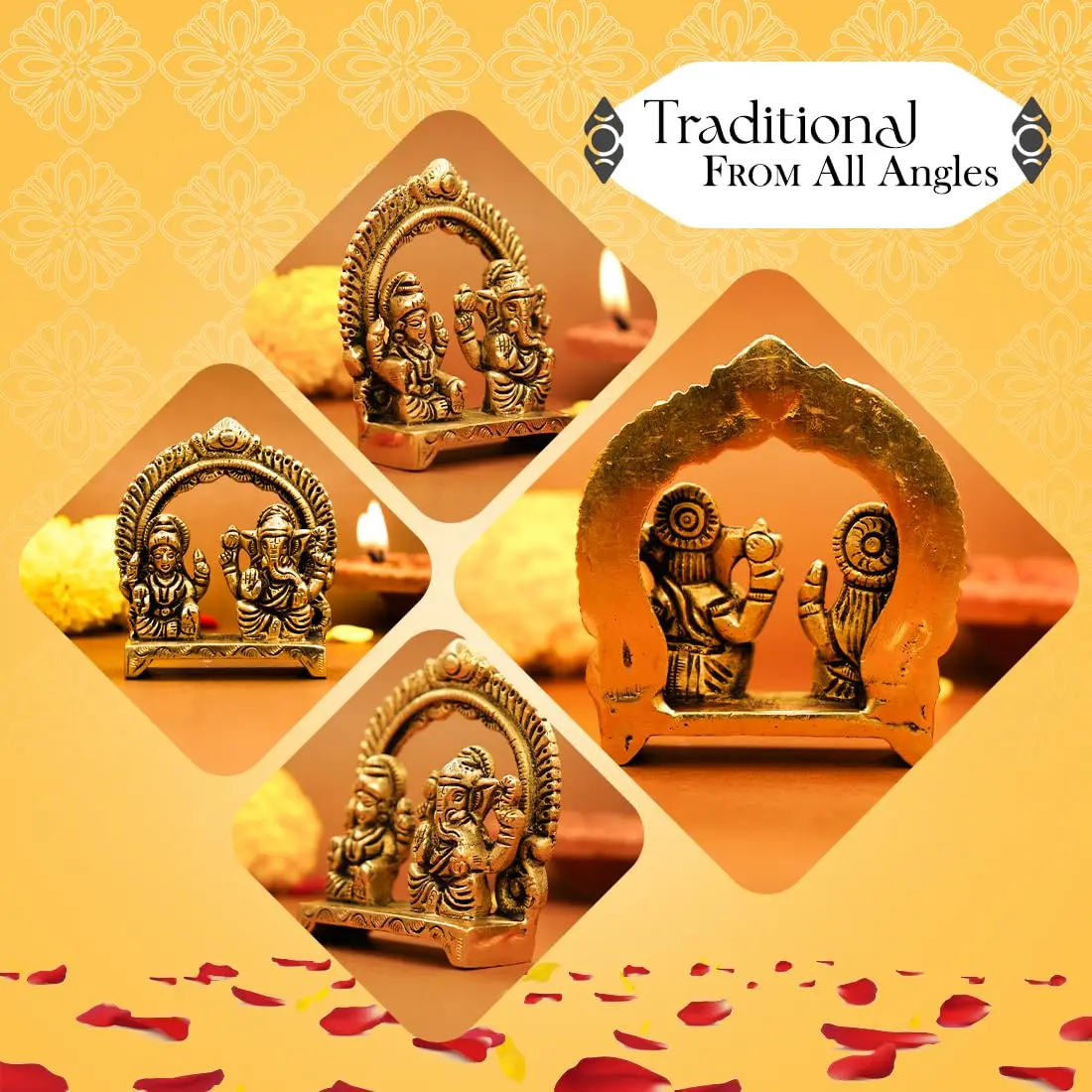 Ekhasa Brass Lakshmi Ganesha Murti 8cm | Diwali Puja & Home Decor | Pital Idol - view 2