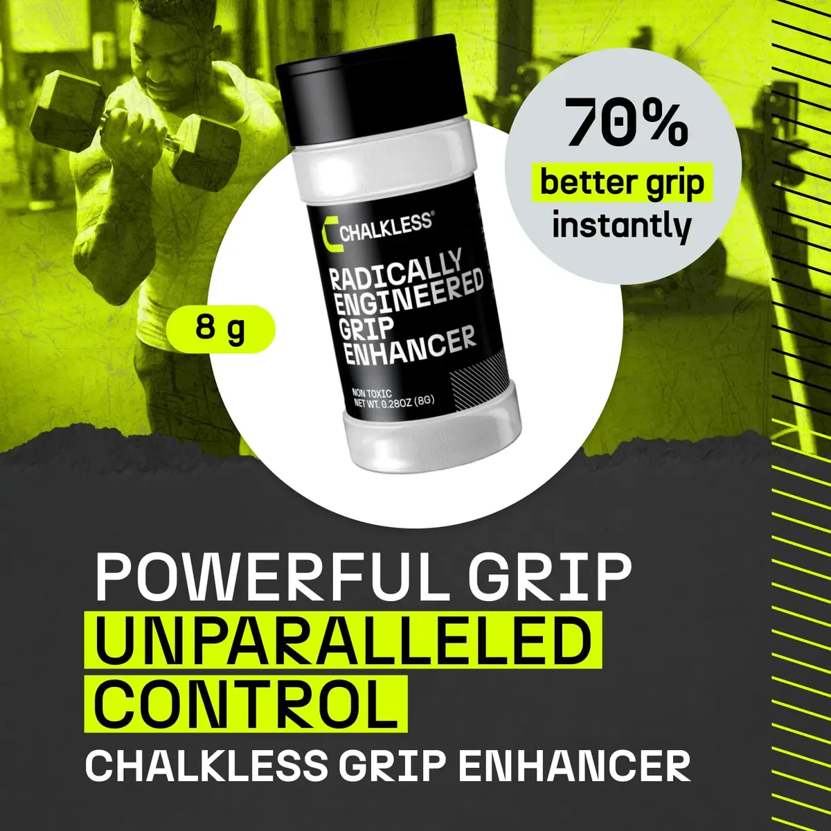 Chalkless Grip Enhancer 8g (0.28 oz) | Premium Liquid Chalk Alternative for Weightlifting, Yoga, Gaming - view 2