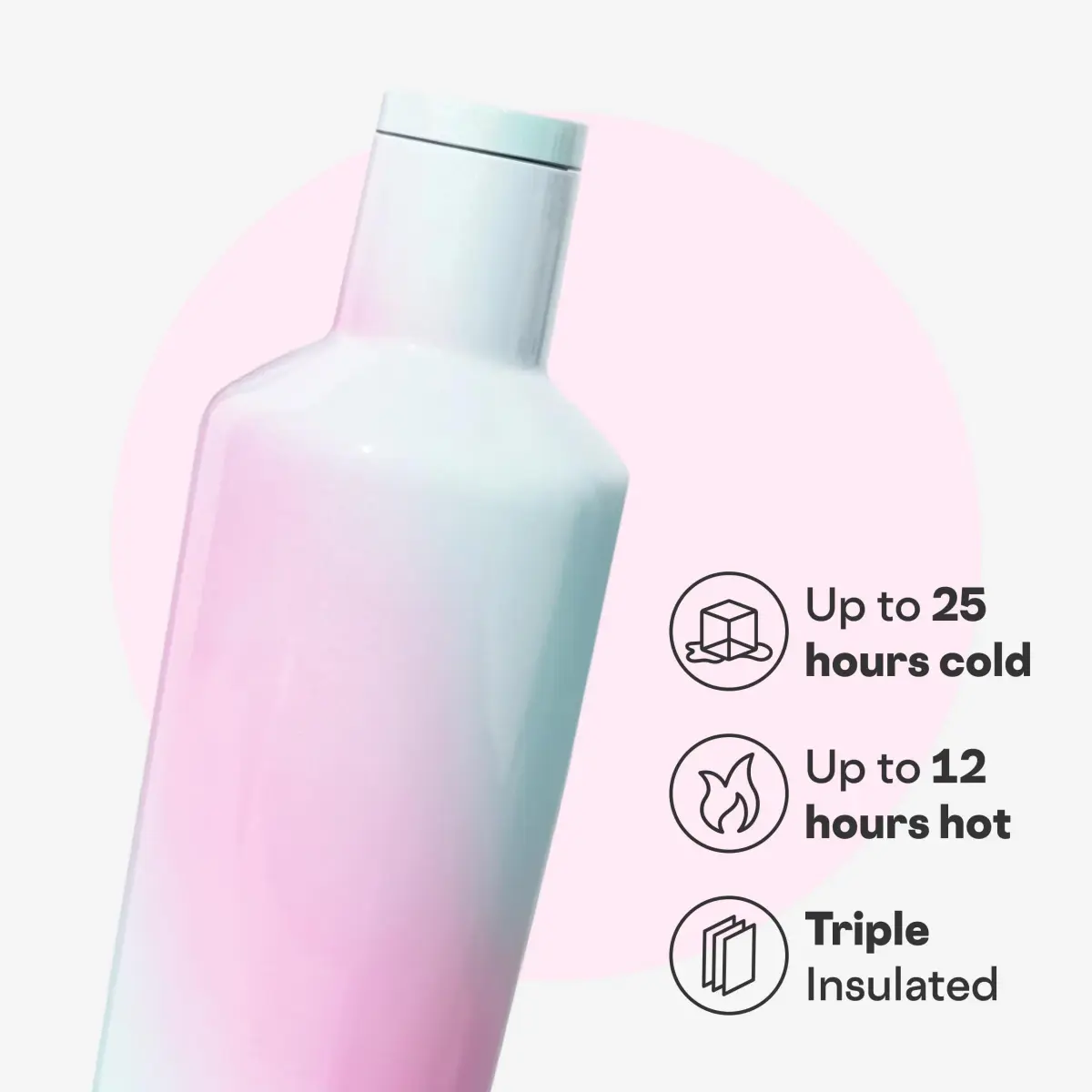 Corkcicle Insulated Canteen, Cold 25H, Hot 12H, 25 oz (739ml) | Triple-Insulated Stainless Steel Tumbler - view 3