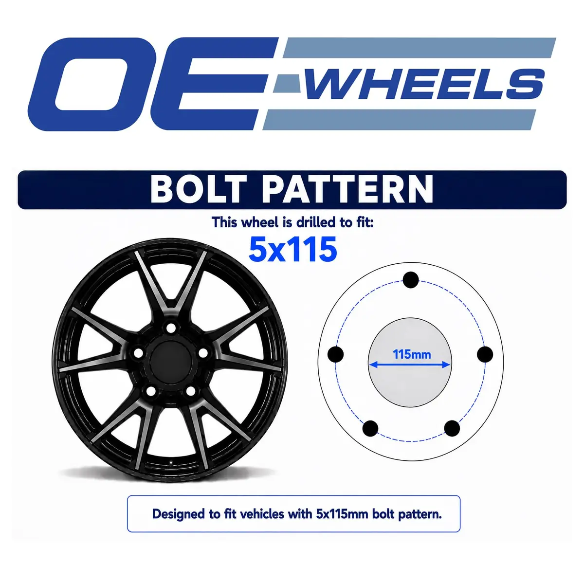 OE Wheels DG22 20x9.5 Gloss Black Wheels | 5x115 Bolt Pattern, 18ET Offset, 2640 Replica - view 6