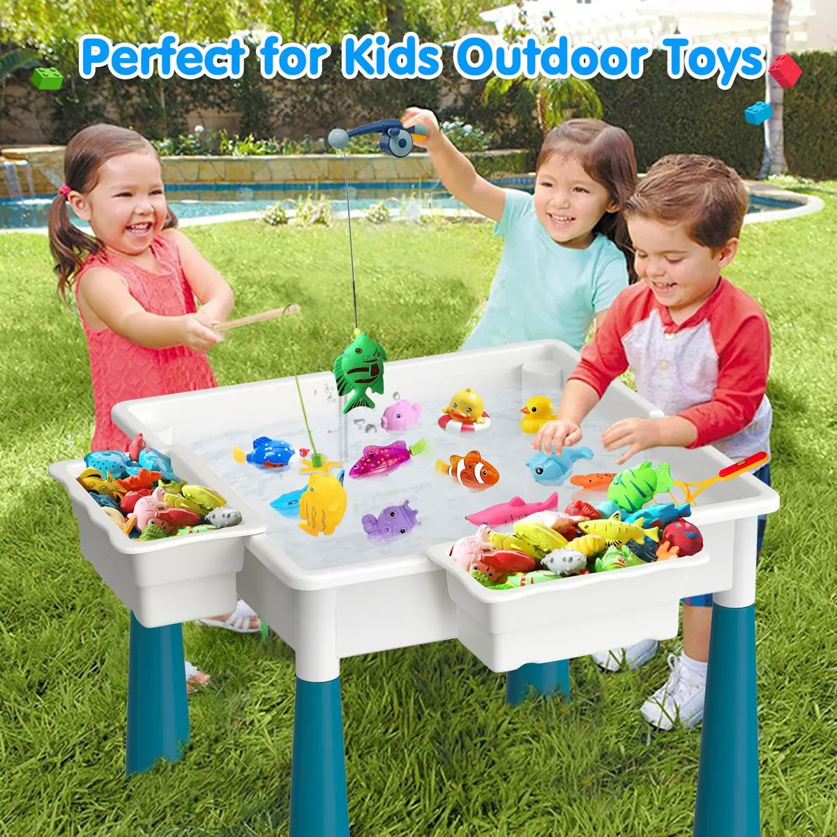 OCATO Kids Table and 4 Chairs Set Activity Table Water Table for Kids 152PCS Large Building Blocks | Versatile, Durable & Safe (70-120 chars) - view 4