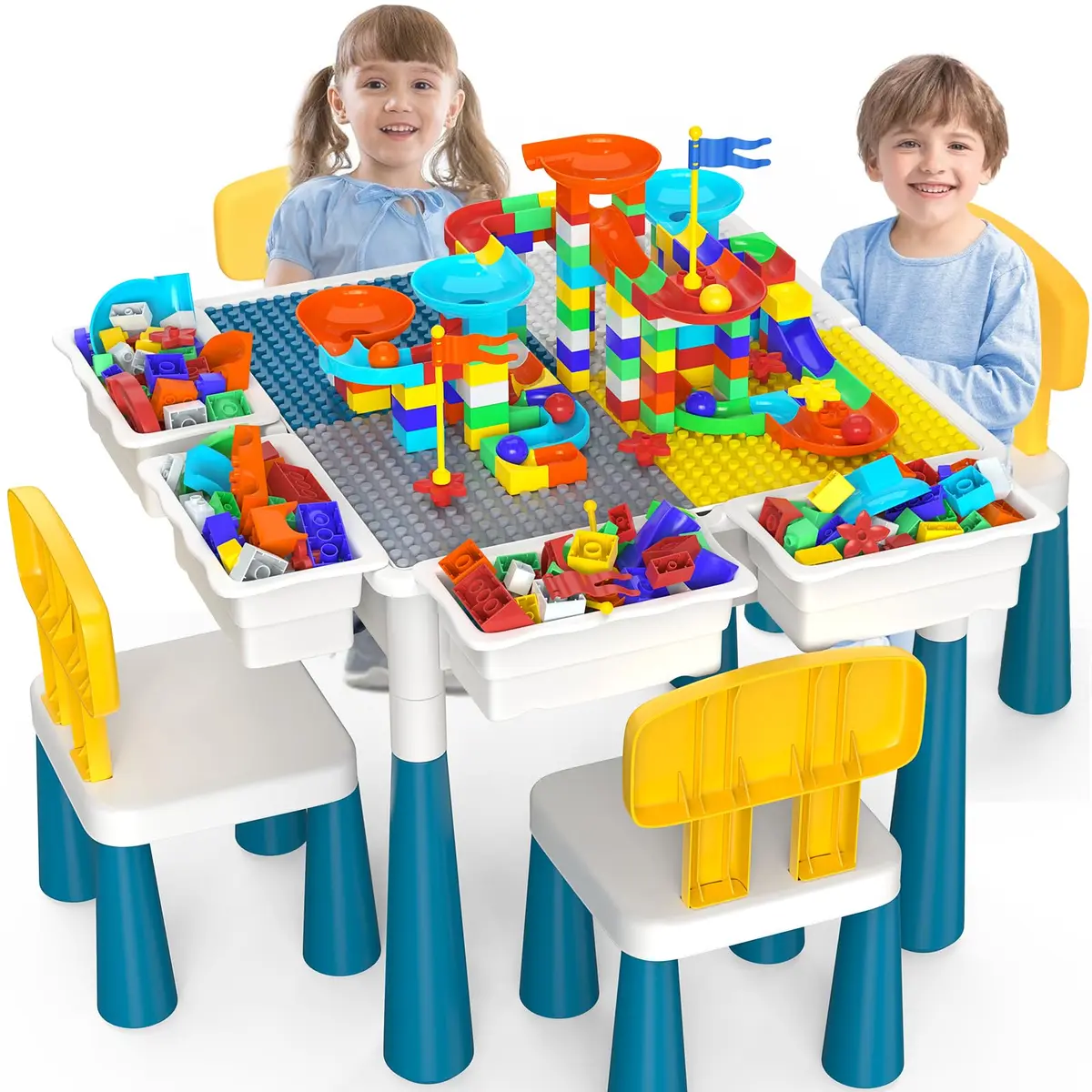 OCATO Kids Table and 4 Chairs Set Activity Table Water Table for Kids 152PCS Large Building Blocks | Versatile, Durable & Safe (70-120 chars) - main product image