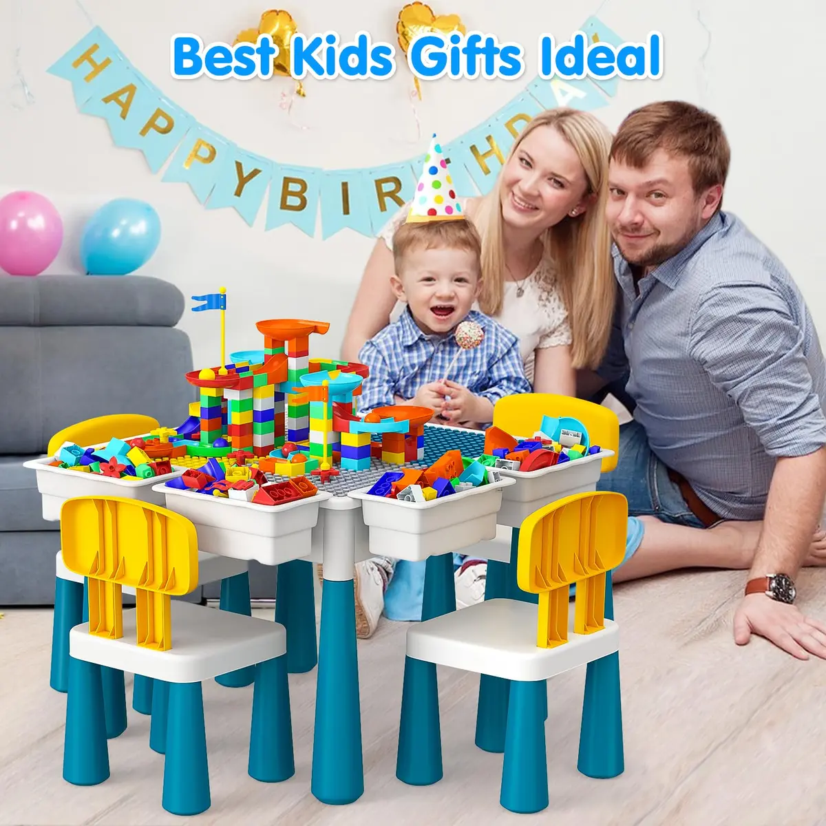OCATO Kids Table and 4 Chairs Set Activity Table Water Table for Kids 152PCS Large Building Blocks | Versatile, Durable & Safe (70-120 chars) - view 8