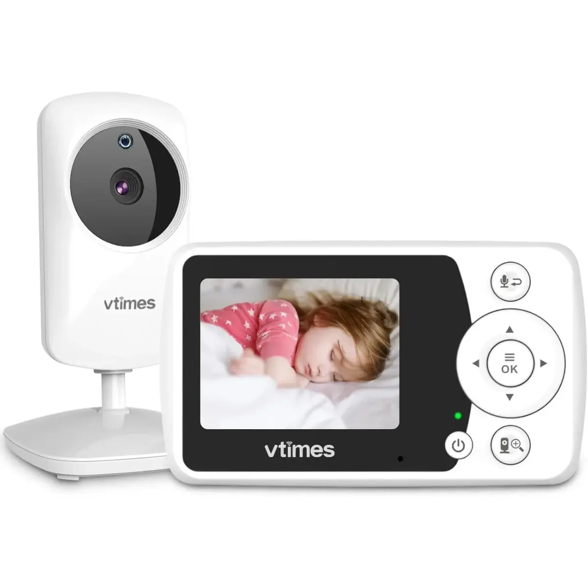 VTimes Baby Monitor with Camera and Audio, No WiFi, 2.4" LCD Screen, 1000ft Range | Secure FHSS Connection for Indian Homes - main product image