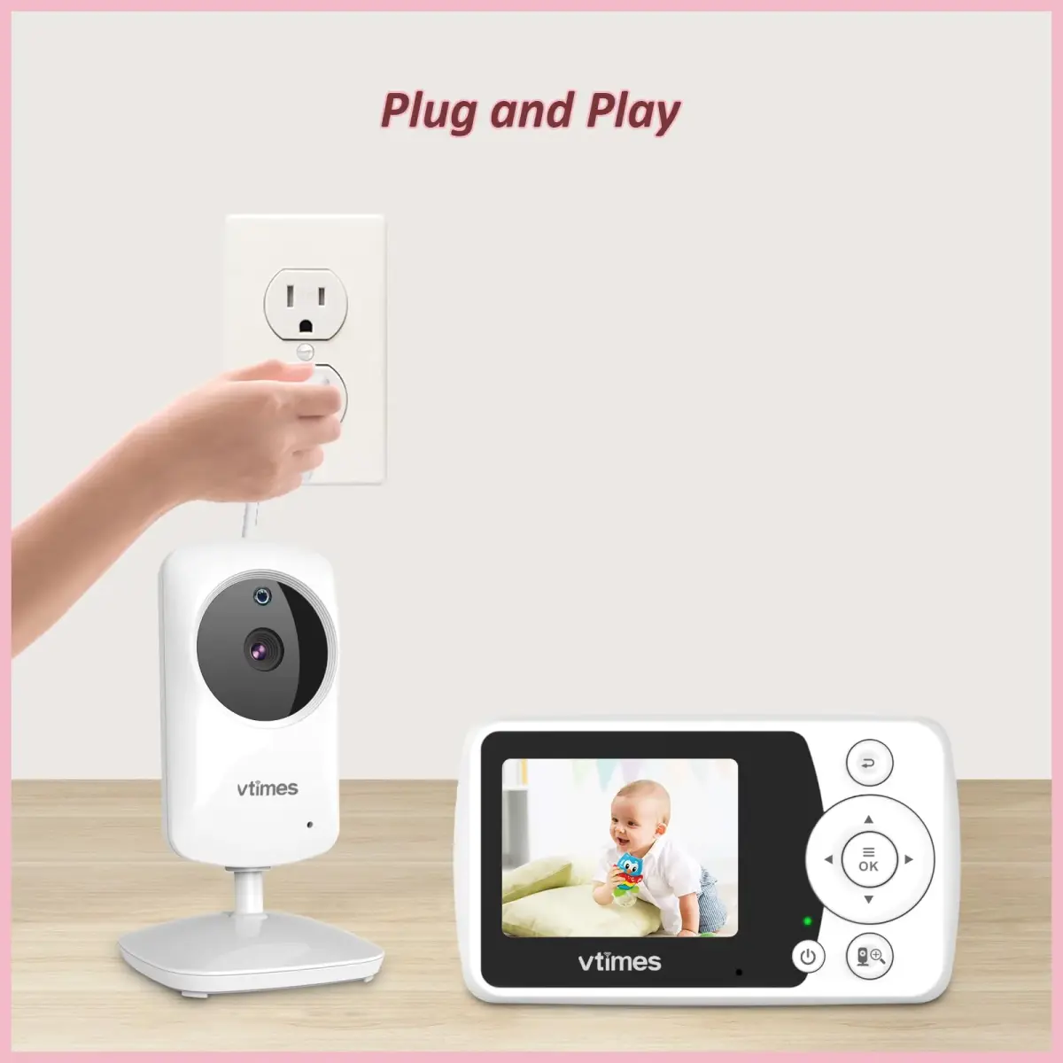 VTimes Baby Monitor with Camera and Audio, No WiFi, 2.4" LCD Screen, 1000ft Range | Secure FHSS Connection for Indian Homes - view 7
