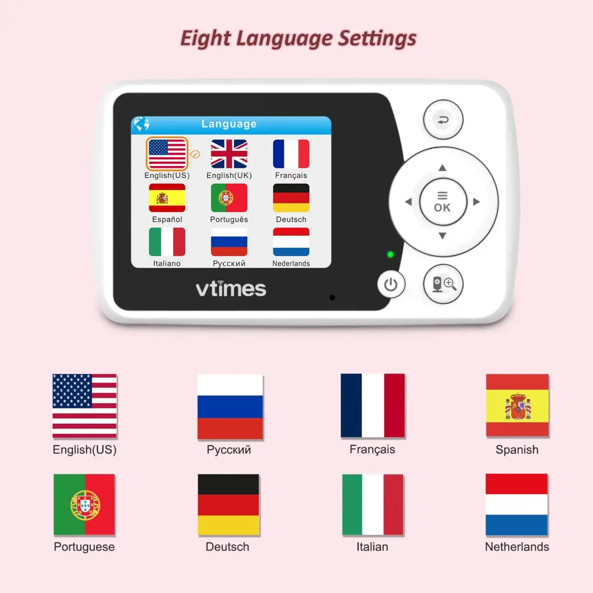 VTimes Baby Monitor with Camera and Audio, No WiFi, 2.4" LCD Screen, 1000ft Range | Secure FHSS Connection for Indian Homes - view 4