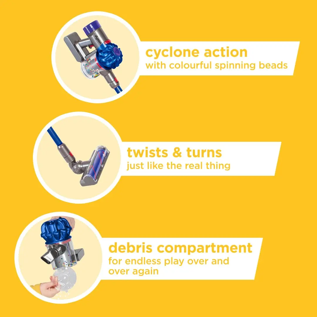 Casdon Dyson Cordless Vacuum Blue | Interactive & Licensed Toy for Kids 3+ | Realistic Role-Play Fun - view 5