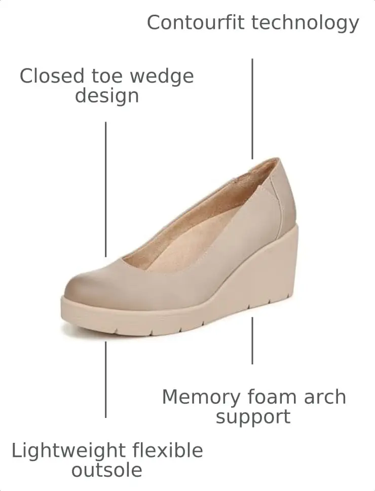 Naturalizer Soul Women's About Time Wedge Casual Shoe Warm Taupe Tan 6 Wide | ContourFIT Arch Support - view 3