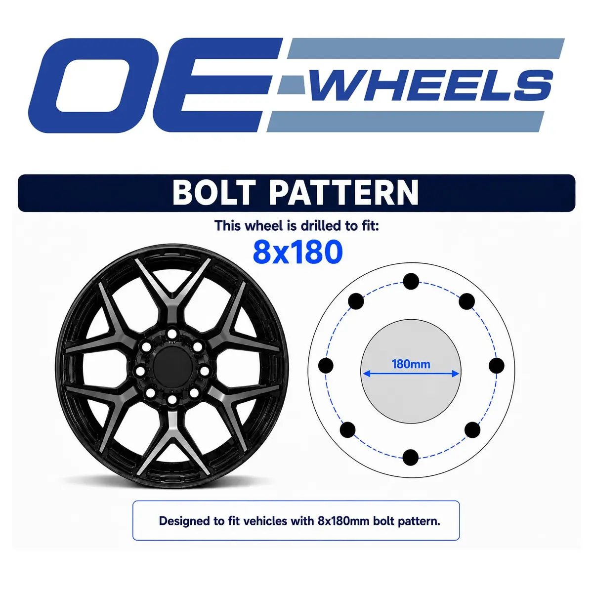 OE Wheels CV70B 20x8.5 Chrome Rims | 8x180 Bolt Pattern, 47ET Offset, 20-inch Alloy Wheels - view 6