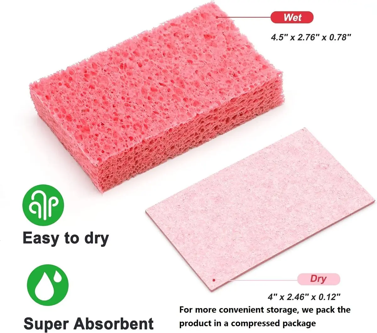 ARCLIBER Cellulose Scrub Sponges 6 Pack | Heavy Duty, Non-Scratch, Eco-Friendly Kitchen Sponge - view 6