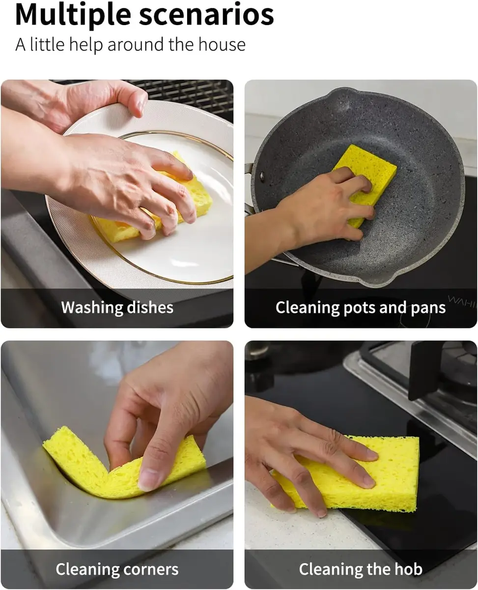 ARCLIBER Cellulose Scrub Sponges 6 Pack | Heavy Duty, Non-Scratch, Eco-Friendly Kitchen Sponge - view 8