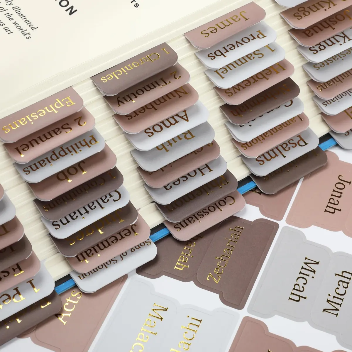 Mr. Pen Bible Tabs, 75 pcs, Warm Mocha, Gold Foil Embossed Lettering, Laminated Bible Tabs for Women and Men | Best Bible Indexing Tabs for Indian Students - view 7
