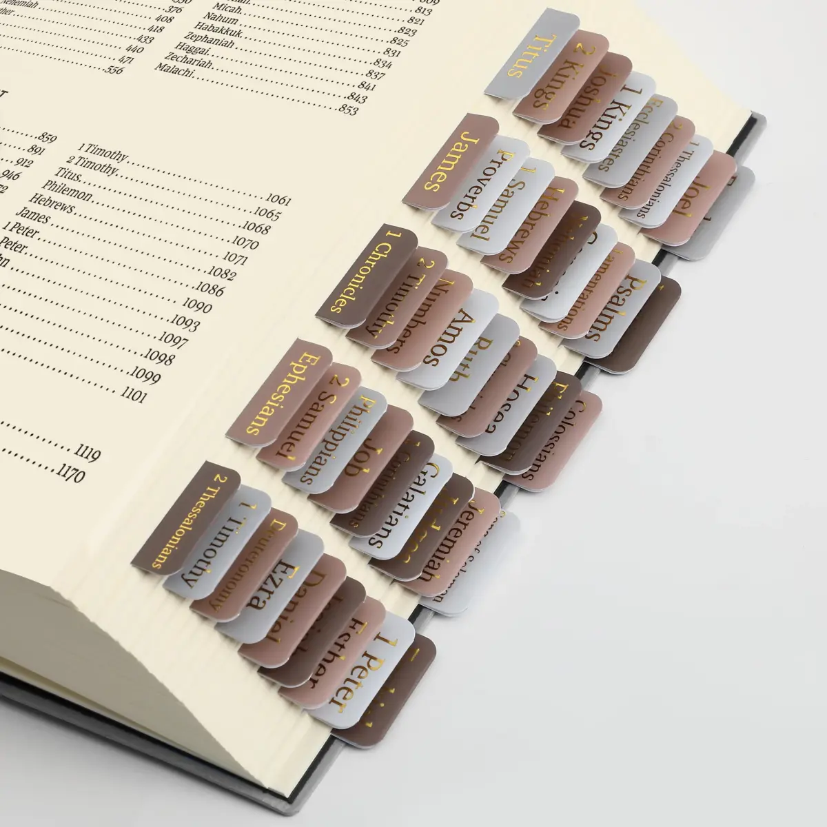 Mr. Pen Bible Tabs, 75 pcs, Warm Mocha, Gold Foil Embossed Lettering, Laminated Bible Tabs for Women and Men | Best Bible Indexing Tabs for Indian Students - view 8