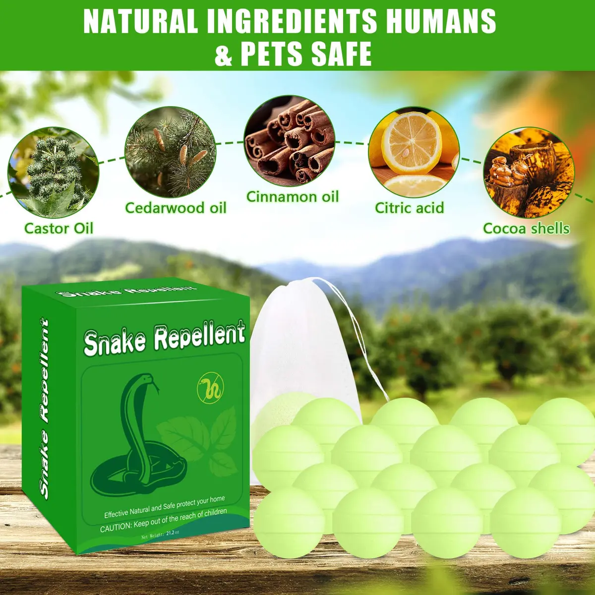 Enbabbor 24 Pc Snake Repellent Balls | Natural Yard & Indoor Snake Deterrent - view 2