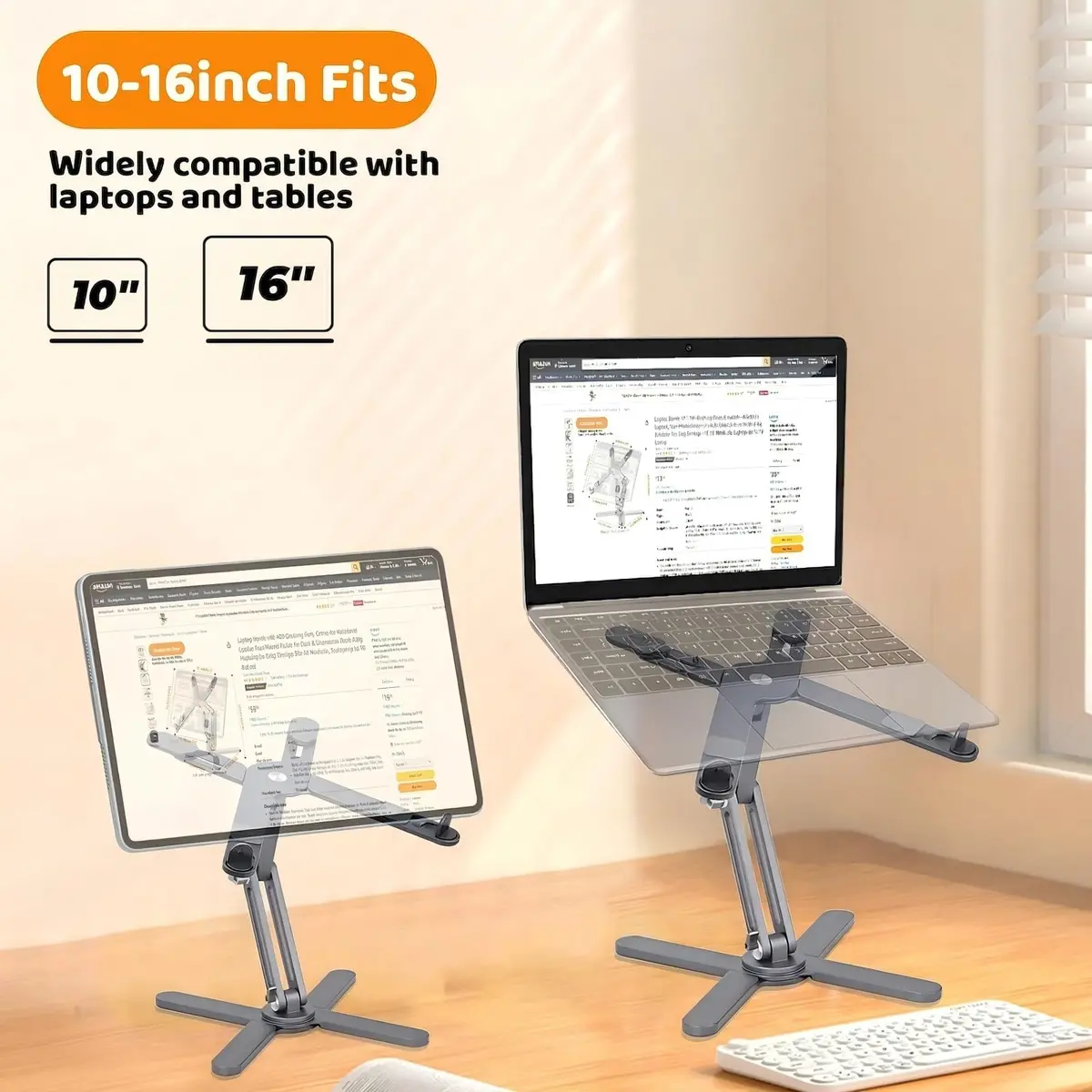 Moallia N86 360 Rotating Laptop Stand for Desk with Locking Knobs, Grey 2.36in (6cm) | Ergonomic Aluminum Riser for Collaborative Work - view 6