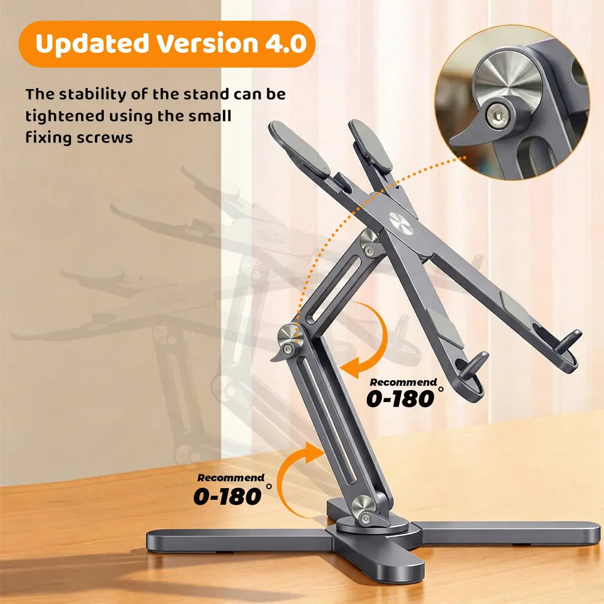 Moallia N86 360 Rotating Laptop Stand for Desk with Locking Knobs, Grey 2.36in (6cm) | Ergonomic Aluminum Riser for Collaborative Work - view 2